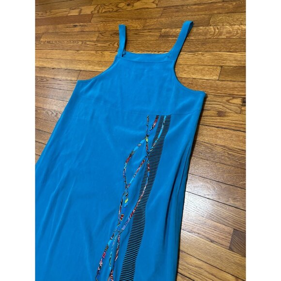 Koos Of Course Womens Tank Dress Plus sz 1X Blue Stretch Flowy Art to Wear Artsy - Picture 4 of 6